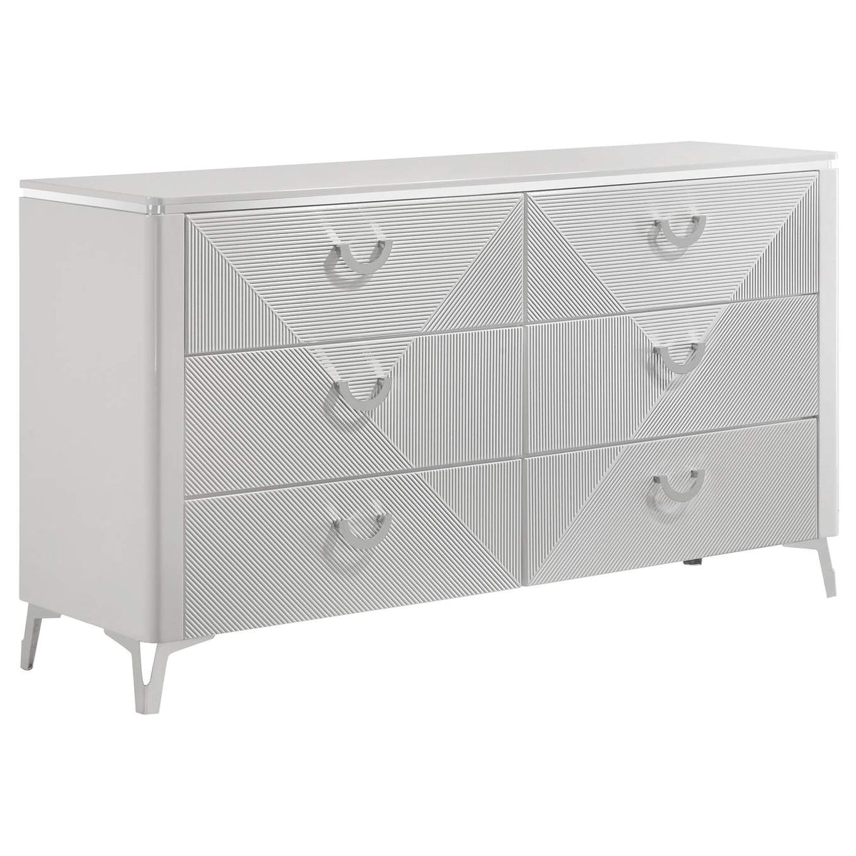 215791Q-S4 Cassia 4-piece Queen LED Bedroom Set White High Gloss