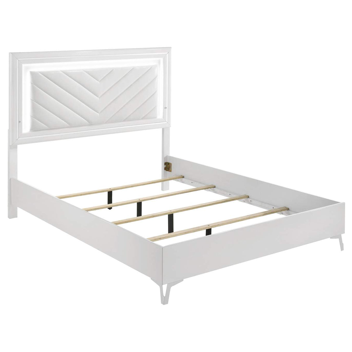 215791Q-S5 Cassia 5-piece Queen LED Bedroom Set White High Gloss