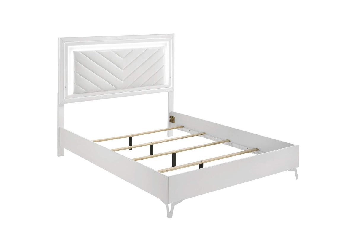 215791Q Cassia Queen LED Panel Bed White High Gloss