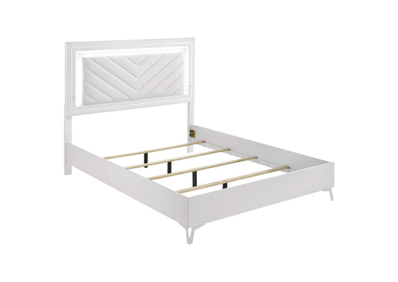 215791Q Cassia Queen LED Panel Bed White High Gloss