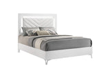 215791Q Cassia Queen LED Panel Bed White High Gloss