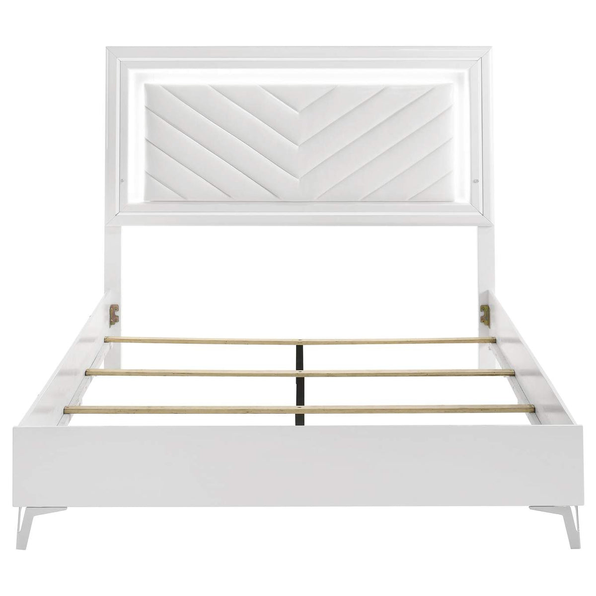 215791Q Cassia Queen LED Panel Bed White High Gloss