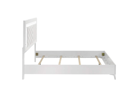 215791Q Cassia Queen LED Panel Bed White High Gloss