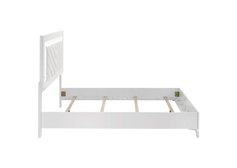 215791Q Cassia Queen LED Panel Bed White High Gloss