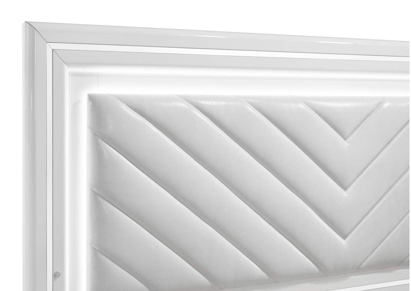 215791Q Cassia Queen LED Panel Bed White High Gloss