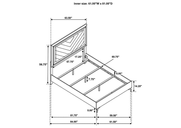 215791Q Cassia Queen LED Panel Bed White High Gloss