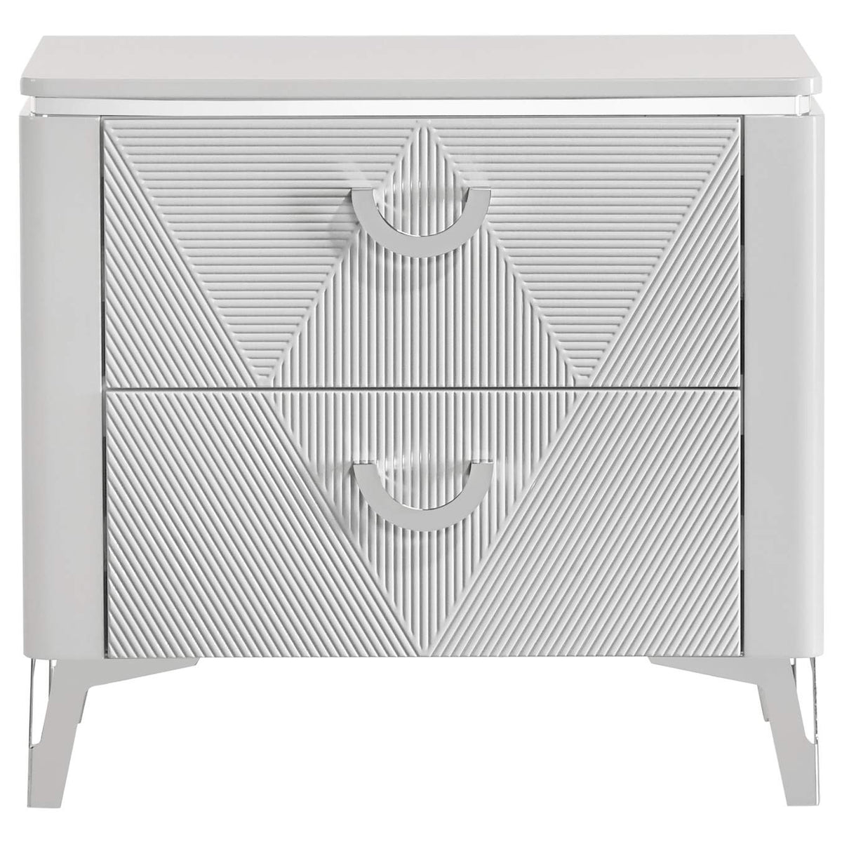 215792 Cassia 2-drawer Nightstand Bedside Table White High Gloss