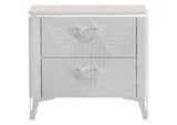 215792 Cassia 2-drawer Nightstand Bedside Table White High Gloss
