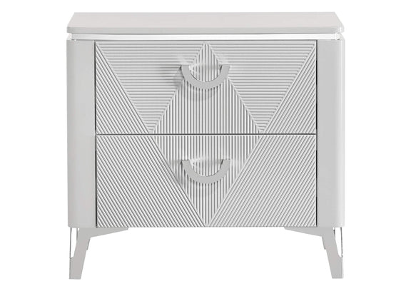 215792 Cassia 2-drawer Nightstand Bedside Table White High Gloss