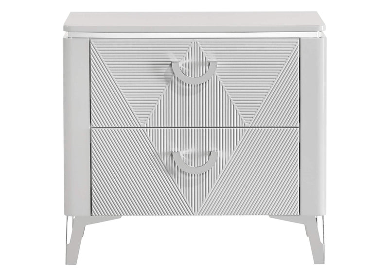 215792 Cassia 2-drawer Nightstand Bedside Table White High Gloss