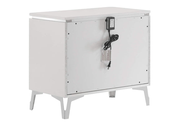 215792 Cassia 2-drawer Nightstand Bedside Table White High Gloss