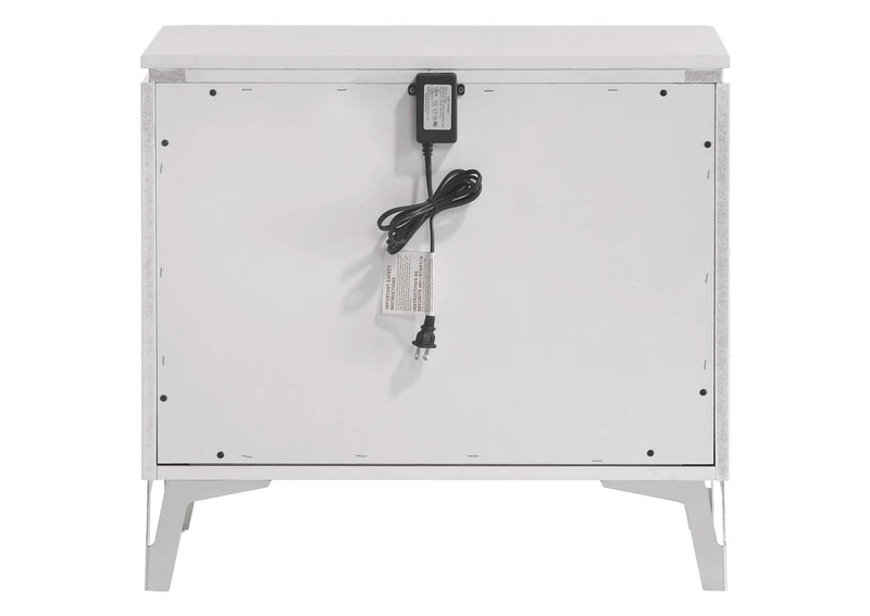 215792 Cassia 2-drawer Nightstand Bedside Table White High Gloss