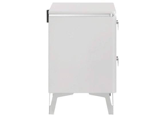 215792 Cassia 2-drawer Nightstand Bedside Table White High Gloss