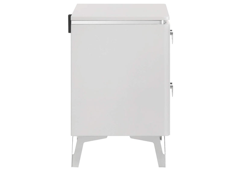 215792 Cassia 2-drawer Nightstand Bedside Table White High Gloss