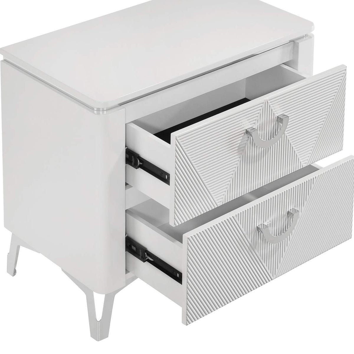 215792 Cassia 2-drawer Nightstand Bedside Table White High Gloss