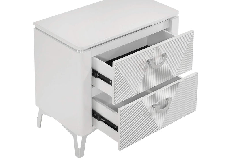 215792 Cassia 2-drawer Nightstand Bedside Table White High Gloss