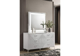 215793M Cassia 6-drawer Dresser Cabinet with Mirror White High Gloss