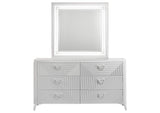 215793M Cassia 6-drawer Dresser Cabinet with Mirror White High Gloss