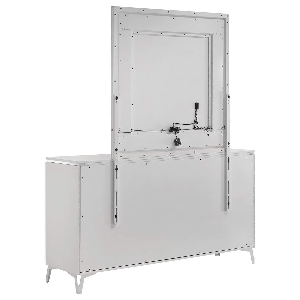 215793M Cassia 6-drawer Dresser Cabinet with Mirror White High Gloss