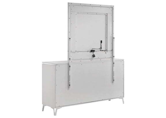 215793M Cassia 6-drawer Dresser Cabinet with Mirror White High Gloss