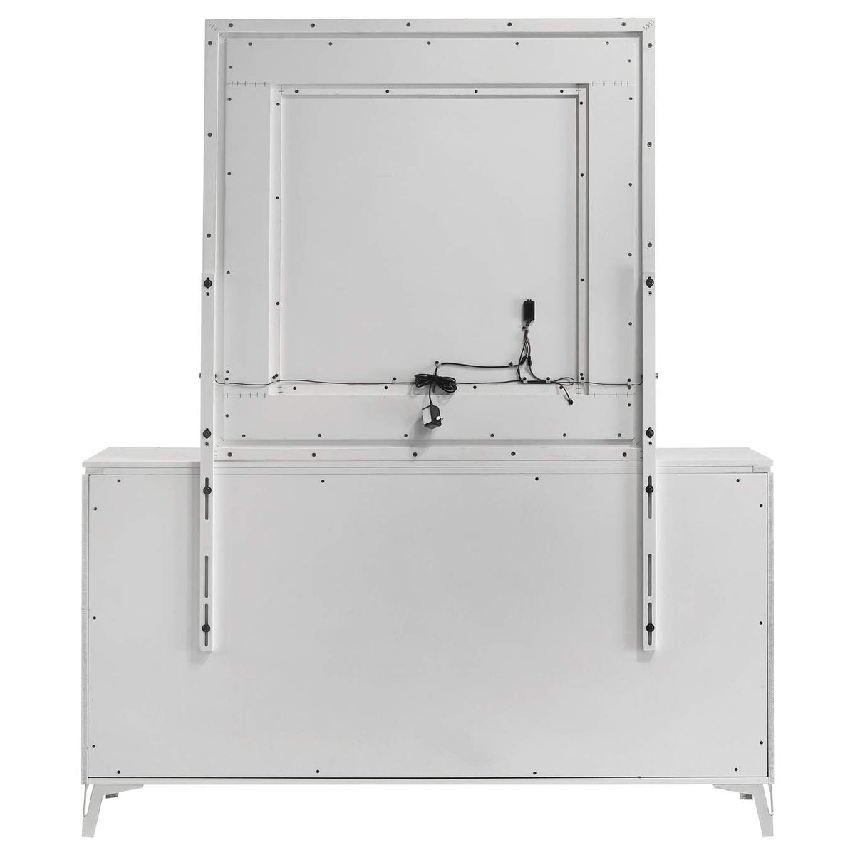 215793M Cassia 6-drawer Dresser Cabinet with Mirror White High Gloss