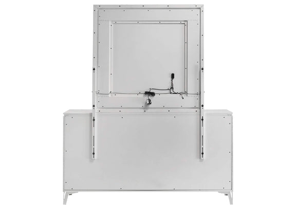 215793M Cassia 6-drawer Dresser Cabinet with Mirror White High Gloss