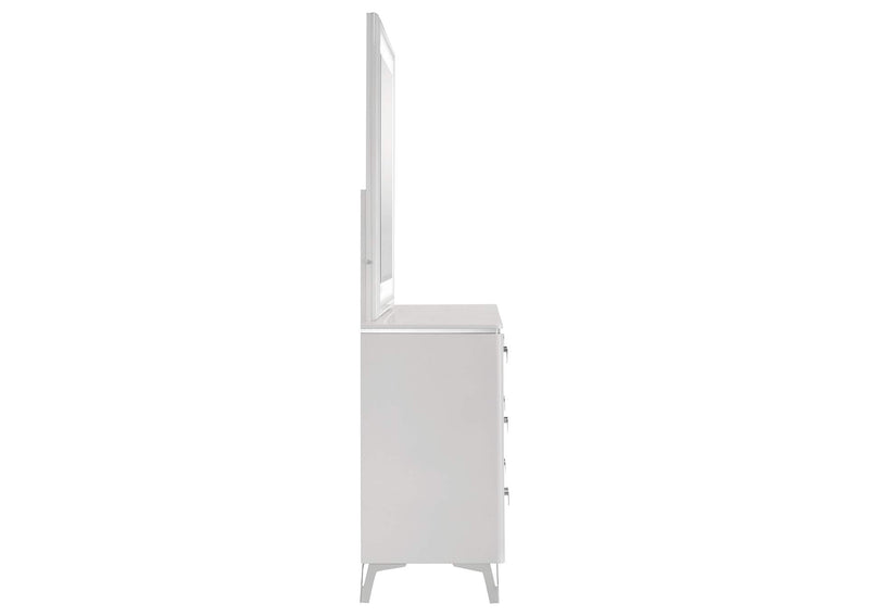 215793M Cassia 6-drawer Dresser Cabinet with Mirror White High Gloss