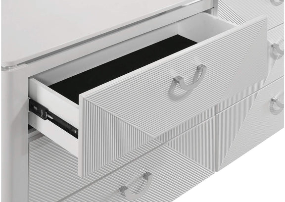 215793M Cassia 6-drawer Dresser Cabinet with Mirror White High Gloss