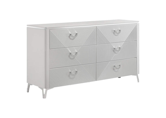 215793 Cassia 6-drawer Bedroom Dresser Cabinet White High Gloss
