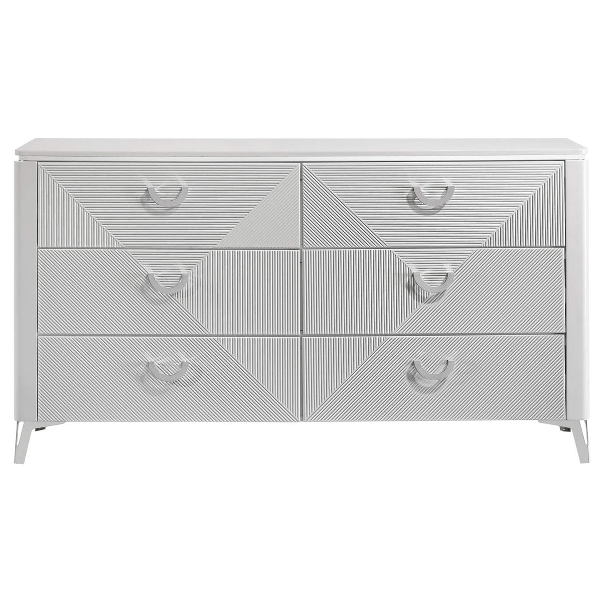 215793 Cassia 6-drawer Bedroom Dresser Cabinet White High Gloss