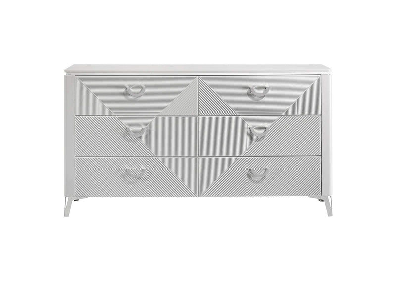 215793 Cassia 6-drawer Bedroom Dresser Cabinet White High Gloss