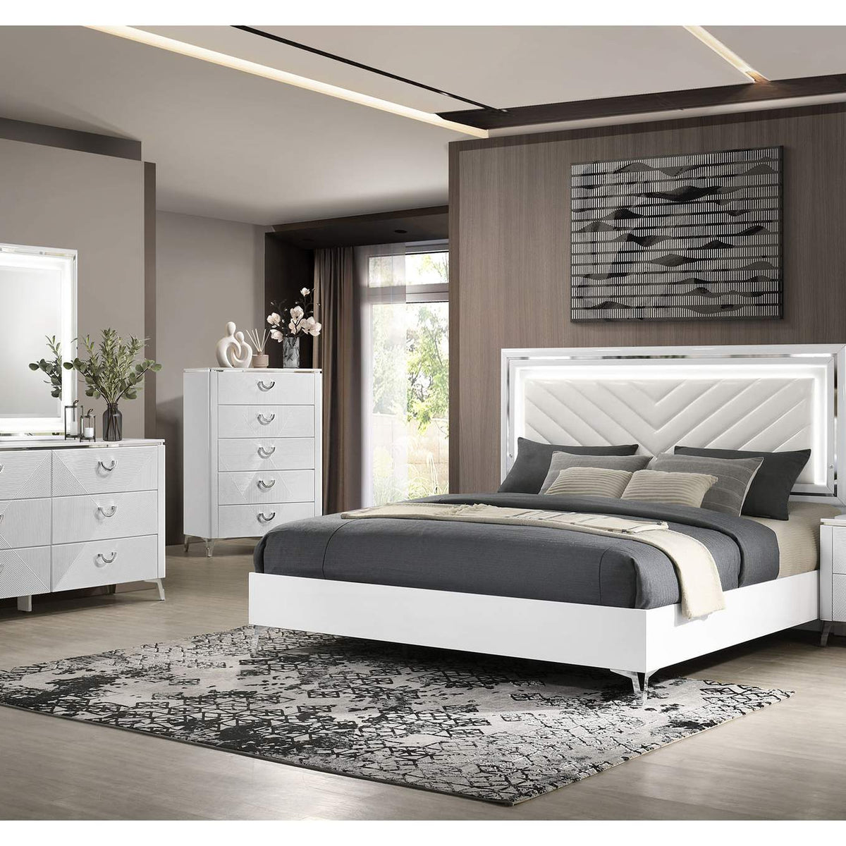 215793 Cassia 6-drawer Bedroom Dresser Cabinet White High Gloss