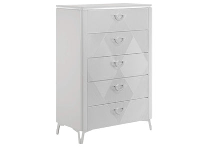215795 Cassia 5-drawer Bedroom Chest of Drawers White High Gloss