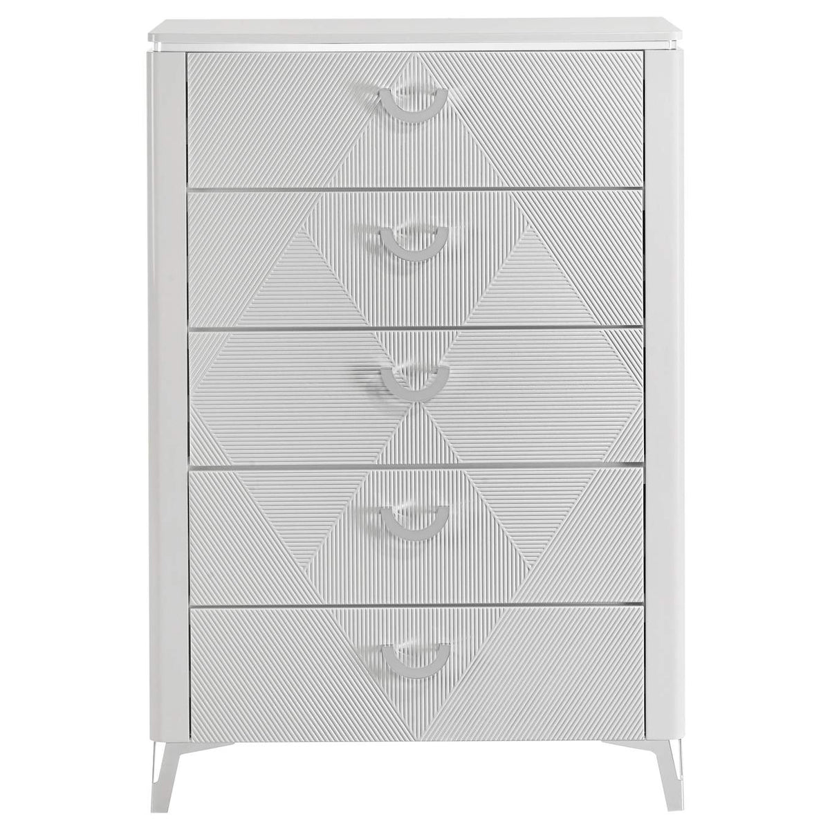 215795 Cassia 5-drawer Bedroom Chest of Drawers White High Gloss