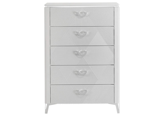 215795 Cassia 5-drawer Bedroom Chest of Drawers White High Gloss
