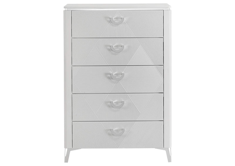 215795 Cassia 5-drawer Bedroom Chest of Drawers White High Gloss