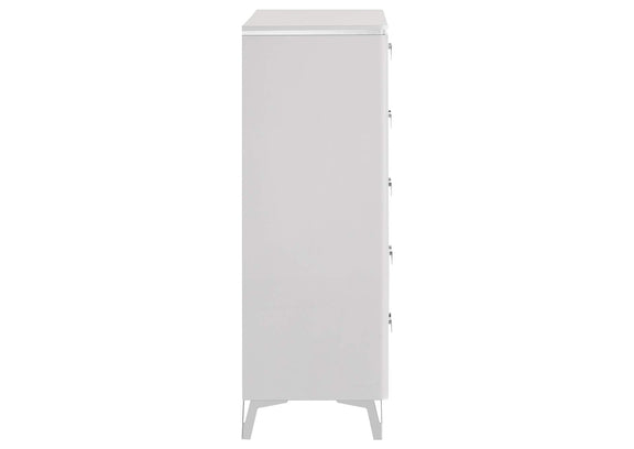 215795 Cassia 5-drawer Bedroom Chest of Drawers White High Gloss