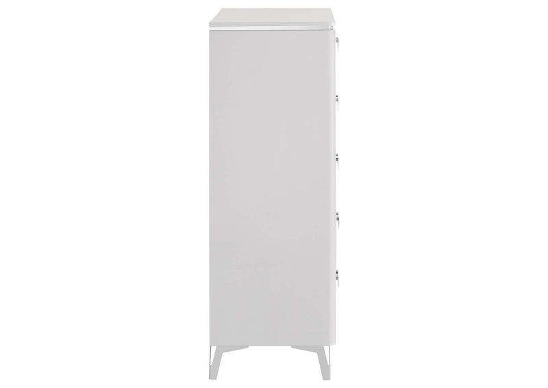 215795 Cassia 5-drawer Bedroom Chest of Drawers White High Gloss
