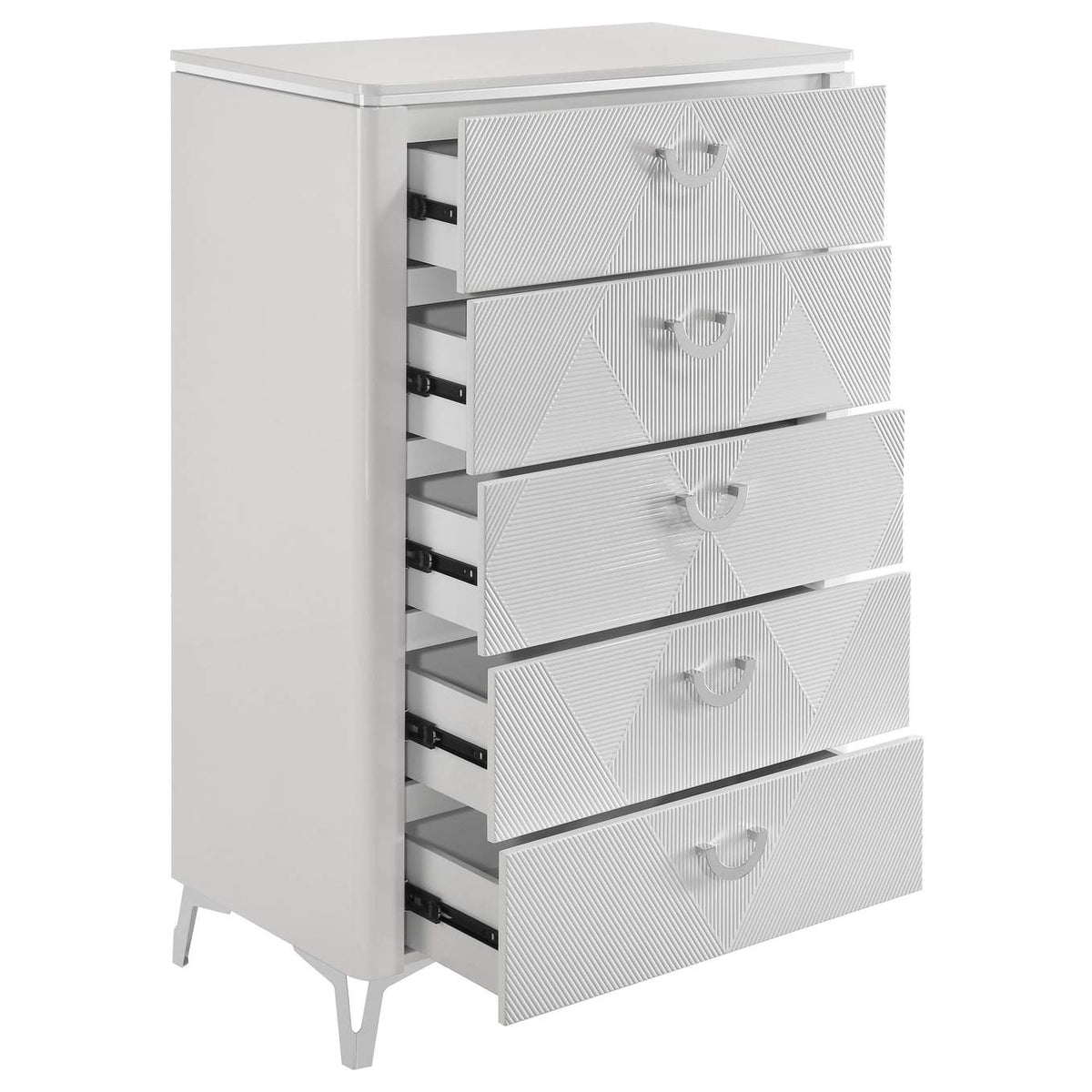 215795 Cassia 5-drawer Bedroom Chest of Drawers White High Gloss
