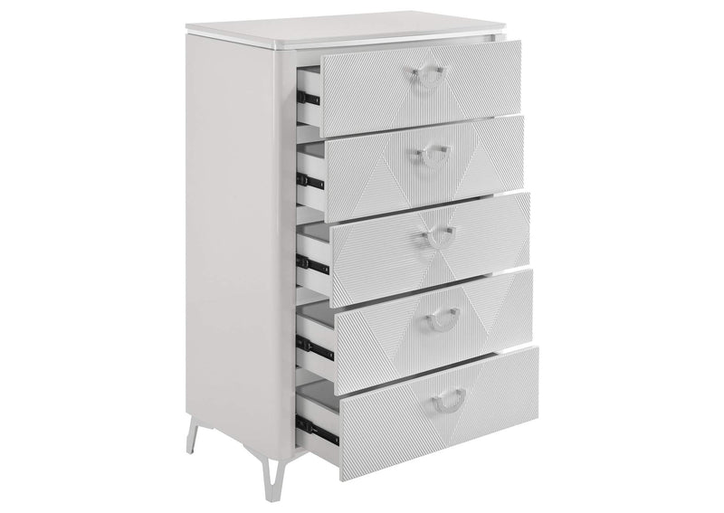 215795 Cassia 5-drawer Bedroom Chest of Drawers White High Gloss