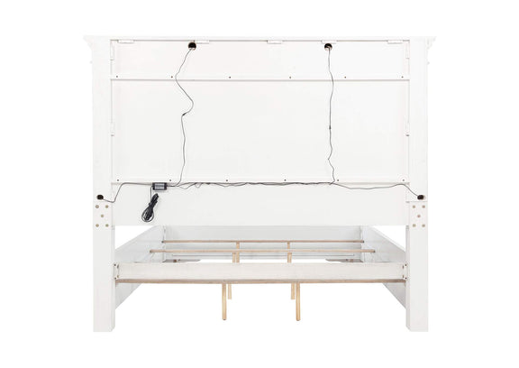 215871KE McKinney Eastern King LED Light Panel Bed Vintage White