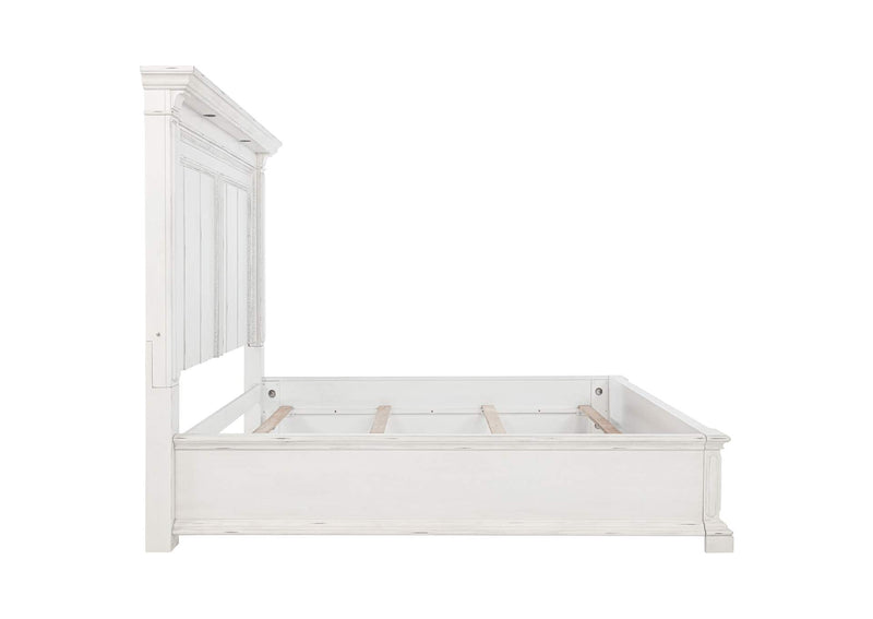 215871KE McKinney Eastern King LED Light Panel Bed Vintage White