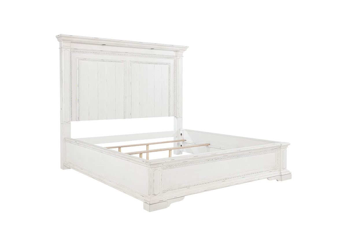 215871KW McKinney California King LED Light Panel Bed Vintage White