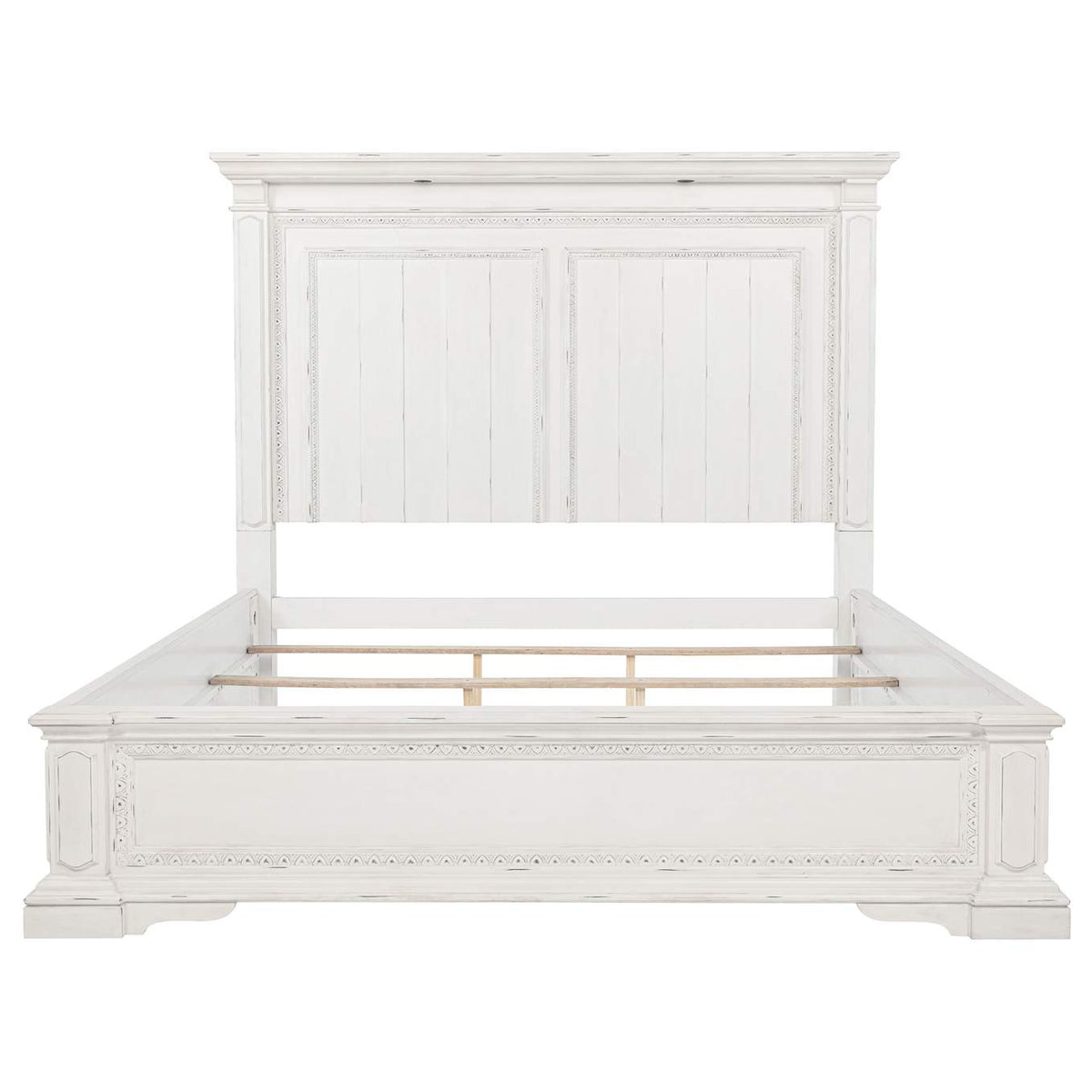 215871KW McKinney California King LED Light Panel Bed Vintage White