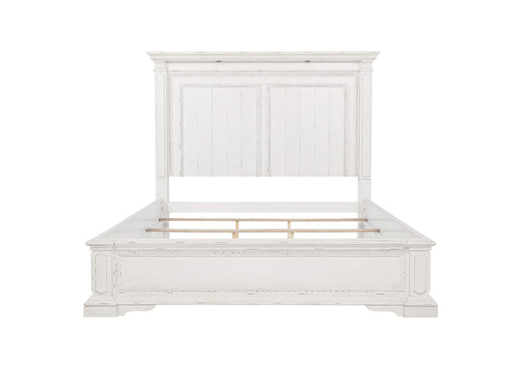 215871KW McKinney California King LED Light Panel Bed Vintage White