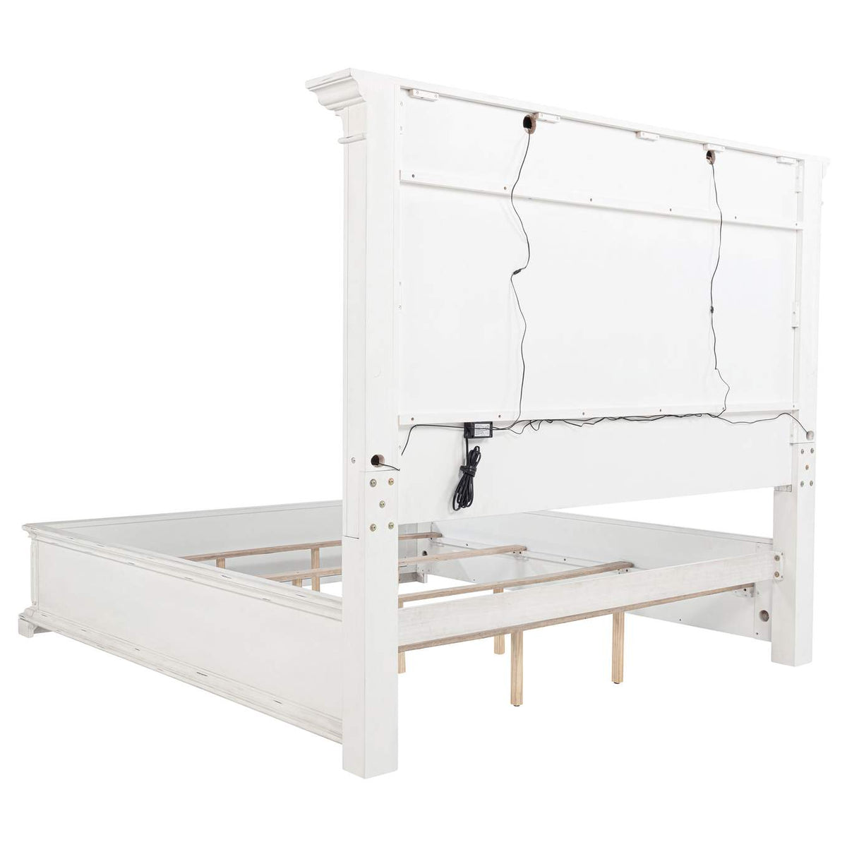 215871KW McKinney California King LED Light Panel Bed Vintage White