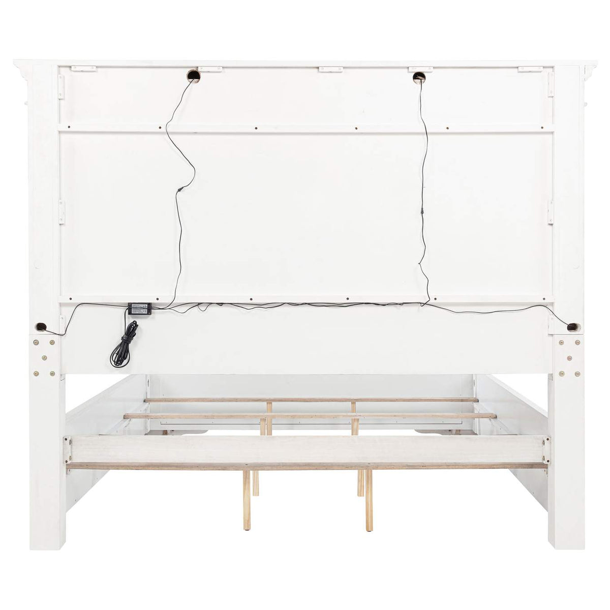 215871Q McKinney Queen LED Light Panel Bed Vintage White