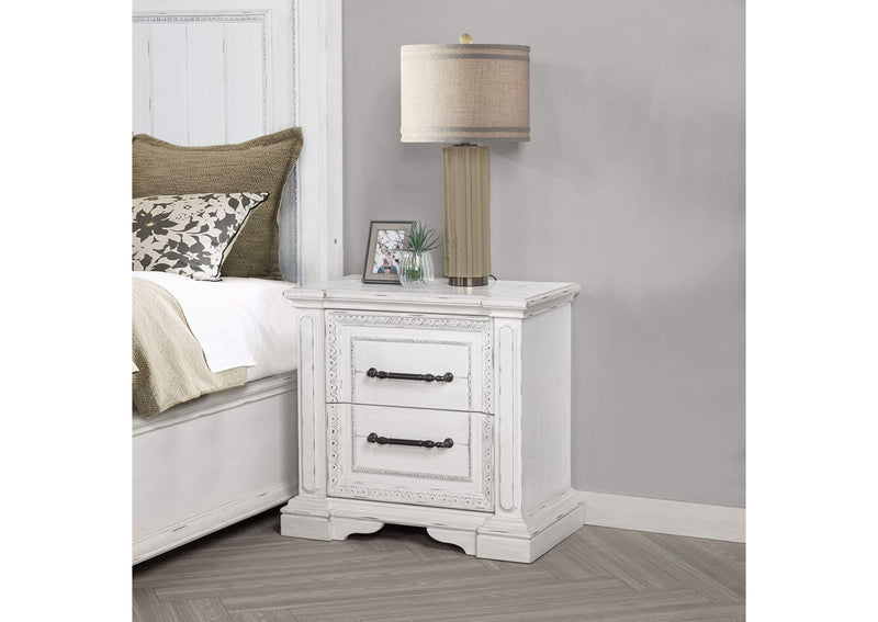 215872 McKinney 2-drawer Nightstand with Dual USB Vintage White