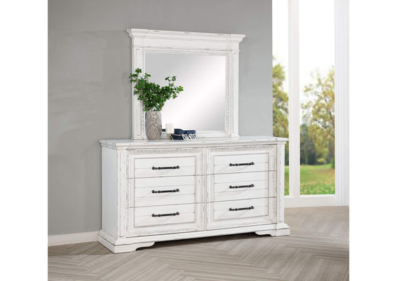 215873M McKinney 6-drawer Bedroom Dresser with Mirror Vintage White