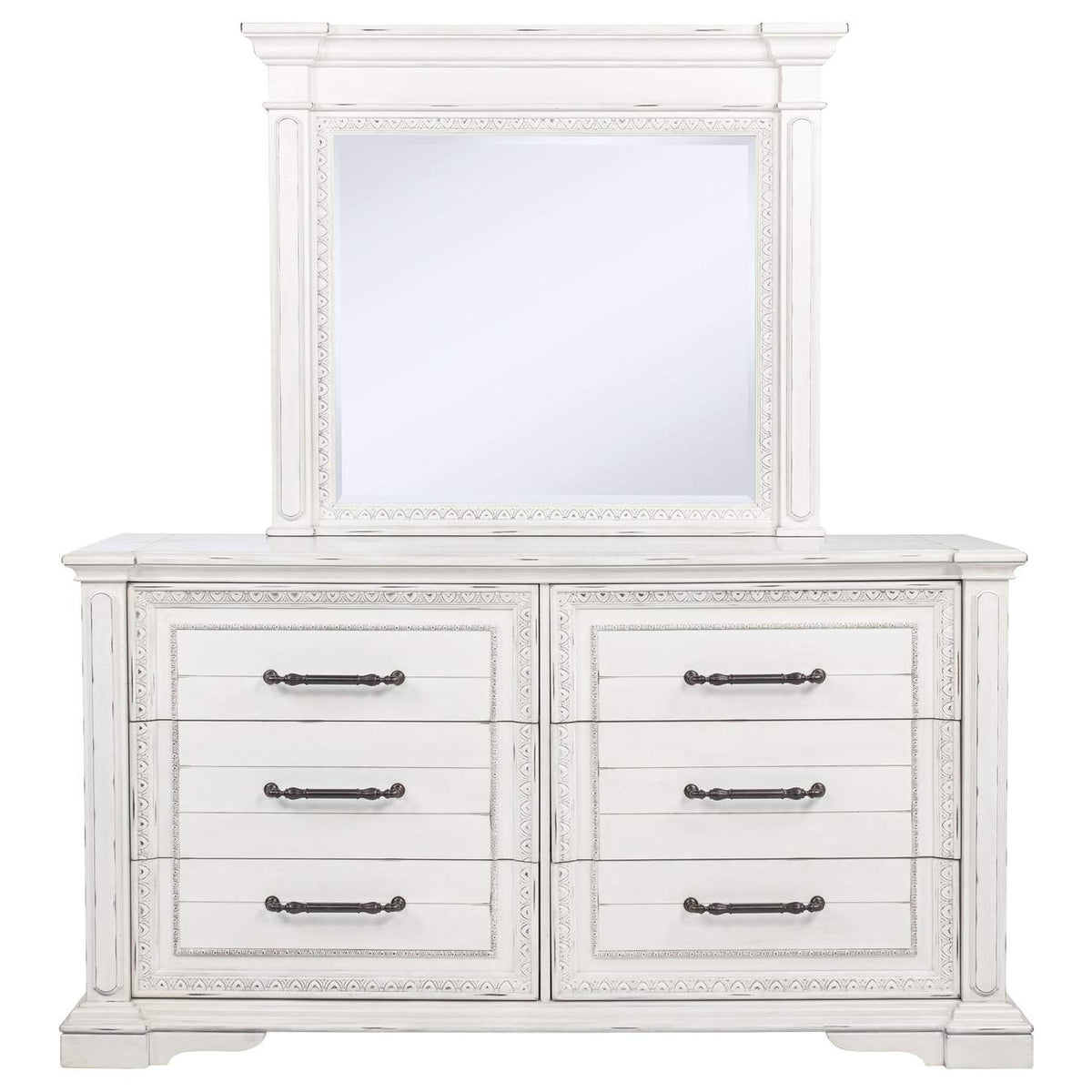 215873M McKinney 6-drawer Bedroom Dresser with Mirror Vintage White
